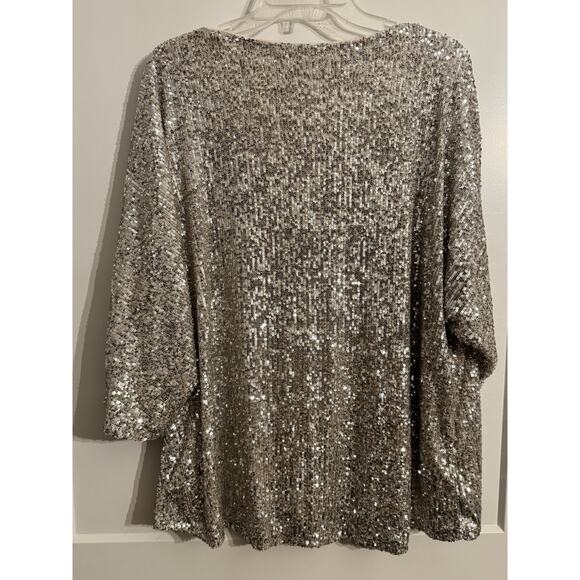 Cable & Gauge Sequin Special Occasion Blouse Top Shirt Sz 1X plus Christmas NYE - Picture 5 of 10